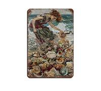 WOPIYNAG Poster rétro en métal avec coquillages sur la rive - Décoration murale - Décoration murale - 20 x 30 cm