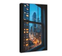 WOPIYNAG Poster sur toile A Glimpse of City Life Décoration de chambre à coucher 40 x 60 cm