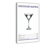 WOPIYNAG Poster sur toile avec motif cocktail chocolat martini pour décoration de chambre à coucher, cadeau 30 x 45 cm
