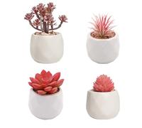 Woplagyreat Plantes Artificielles Interieur Pot Plante Succulentes Mini 4 Pièces Decoration Chambre Salle De Bain Balcon Cuisine Bureau Table Salon Toilette Rose Grasse Végétaux Artificiels Déco