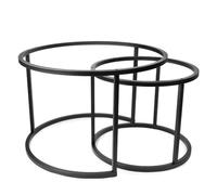woplus Lot de 2 tables basses rondes - Structure en métal stable de style loft, coulissantes, noir mat, Ø 50 cm et Ø 70 cm, design industriel pour table de salon, avec kit de montage