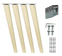 woplus Lot de 4 pieds de meubles en bois de hêtre - Longueur : 35 cm - Surface propre (oblique [35 cm])