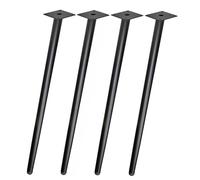 woplus Lot de 4 pieds de meubles en métal noir mat - 65 cm de hauteur - Pieds de table inclinés pour table, chaise, bureau, cuisine, armoire