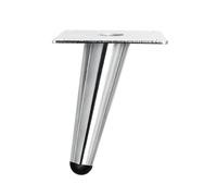 woplus Lot de 4 pieds de meubles en métal obliques, coniques, chrome brillant, hauteur 10 cm, pieds de rechange pour canapé, armoire et commode, résistants et stables, avec matériel de montage
