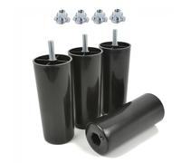 woplus Lot de 4 pieds de meubles ronds en plastique - Hauteur : 120 mm - Noir - Diamètre : 50 mm - Avec écrous à enfoncer