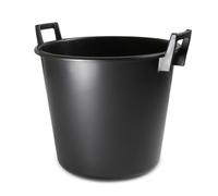 woplus Seau à mortier rond en plastique noir - 40 l - Deux poignées en PVC et bac à fleurs