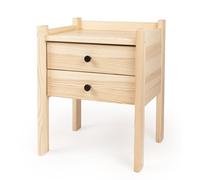 woplus Table de chevet en bois massif naturel - 55 cm de haut - Console de chevet moderne avec 2 tiroirs et espace de rangement - Hauteur de confort idéale pour les lits à sommier tapissier - Table