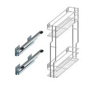 woplus - Tiroir sous meuble de cuisine avec fermeture amortie - Largeur de la structure : 150 mm - Modèle à gauche, meuble de cuisine, tiroir télescopique (150 gauches)