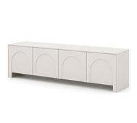 woplus Vento Meuble TV bas 200 cm Cachemire - Meuble TV 4D avec 4 portes, push-to-open, façade en MDF avec fraisage en arc - Meuble TV moderne pour salon
