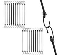 WOPPLXY 20 Pièces Tendeurs Elastique avec Crochets, 30 cm Sandow Elastique, Sangle Elastique avec Crochet pour Camping, Bagages, Barres de Toit (Noir)