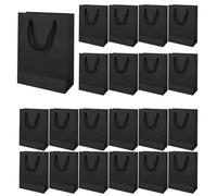 WOPPLXY 30 Pièces Sac Cadeau Noir, 15 x 7 x 20 cm Pochette Cadeau avec Poignée, Sac Cadeau Anniversaire en Carton Noir pour Anniversaire, Fête, Noël, Anniversaire