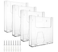 WOPPLXY 4 Pièces Porte Document Mural, Porte Revue Mural, Porte Flyer A4 Transparent en Acrylique pour Dépliants, Catalogues, Brochures