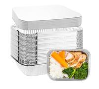 WOPPLXY Lot de 50 Barquette Aluminium avec Couvercle, 650ml Barquette Aluminium Barbecue Idéal pour Barbecue, Congélation, Cuisson