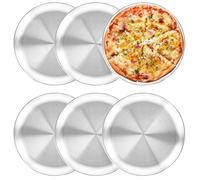 WOPPLXY Lot de 6 Plaque Pizza, Plaque Pizza Four 26cm, Plat Pizza Rond en Acier Inoxydable pour La Cuisson au Four