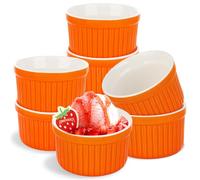 WOPPLXY Lot de 8 ramequins en céramique de 170 g - Soufflé à l'orange - Moule à tarte - Bols en porcelaine pour crème brûlée - Pour pâtisserie, pudding
