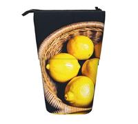 WOPQS Basket Lemons Trousse à crayons verticale rétractable Pochette de papeterie Sac de rangement multifonctionnel