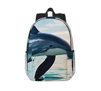 WOPQS Mignon dauphin saut sac à dos basique classique sac à dos cartable adapté pour l'école extérieur 38,1 cm