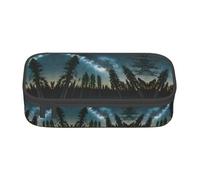 WOPQS Night Sky with Trees Trousse à crayons multifonctionnelle pour bureau Grande capacité, Noir , Taille unique, Organiseur de sac