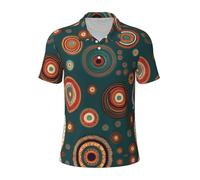 WOPQS Polo à manches courtes pour homme Motif cercles ethniques et floraux, Noir , XXL