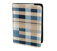 WOPQS Porte-passeport carré bleu beige 14 cm pour accessoires de voyage et documents