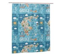 WOPQS Rideau de douche motif carte de la Grèce 152,4 x 182,9 cm Fournitures de salle de bain Usage quotidien Maison Décoration de base