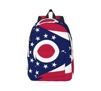 WOPQS Sac à dos multifonction en toile avec drapeau de l'État de l'Ohio pour ordinateur portable, camping, randonnée, voyage, Noir , S