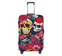 WOPQS Sugar and Skulls and Flowers Housse de protection élastique pour valises de 45,7 à 81,3 cm, Noir , L