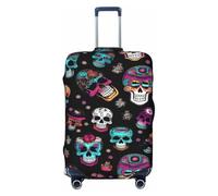 WOPQS Sugar and Skulls Housse de protection élastique pour valises de 45,7 à 81,3 cm, Noir , S