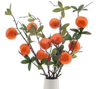 Woration Lot de 4 branches d'oranger artificielles en plastique avec fruits - 49 cm