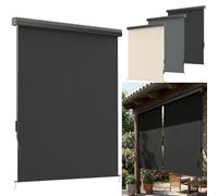 WoRaum Auvent Vertical Extensible 160x250cm - Auvent à Manivelle avec Cassette, Brise-Vue pour Balcon, Protection UV Résistante, Coupe-Vent, Store Extérieur pour Balcon Terrasse Patio,Anthracite