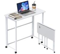 WoRaum Bureau Pliant Petit Espace 80x40cm - Table Pliante Ordinateur Portable, Bureau Compact Pliable avec Porte-Gobelet, Meuble Bureau Pliant pour Maison,84x40x74 cm,Blanc