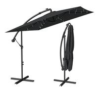 WoRaum Parasol Rectangulaire Inclinable à Manivelle 2,5x2,5m - Parasol de Jardin Extérieur avec Base Croix & Housse, Surface d'Ombre 12㎡ (Angle 90°-135°),Gris Foncé,sans Éclairage