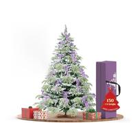 WoRaum Sapin de Noël Artificiel, Arbre de Noël Artificiel avec Base en Bois 150cm - Sapin Mélange PVC + Flocage Automatique à Apparence Classique,Ornements Inclus, sans avec Lampe