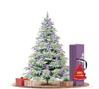 WoRaum Sapin de Noël Artificiel, Arbre de Noël Artificiel avec Base en Bois 180cm - Sapin Mélange PVC + Flocage Automatique à Apparence Classique,Ornements Inclus,sans avec Lampe