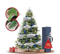 WoRaum Sapin de Noël Artificiel, Arbre de Noël Artificiel avec Base en Bois 180cm - Sapin Mélange PVC + PE Automatique à Apparence Classique, Ornements Inclus,avec Lampe (sans enroulement)