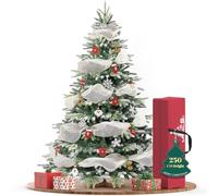 WoRaum Sapin de Noël Artificiel, Arbre de Noël Artificiel avec Base en Bois 250cm - Sapin Mélange PVC + PE Pointe d'arbre Blanc,Automatique à Apparence Classique, sans avec Lampe,Ornements Inclus