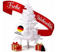 WoRaum Sapin de Noël artificiel en PVC avec 230 branches et pied en plastique, branches flexibles, 2 pièces, pour salon, cuisine, cheminée, 120 cm, blanc