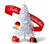 WoRaum Sapin de Noël artificiel en PVC avec 600 branches et pied en métal, branches flexibles, 3 pièces, pour salon, cuisine, cheminée - Blanc - 180 cm