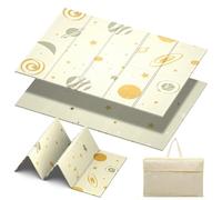 WoRaum Tapis d'Éveil 180x120cm - Tapis de Jeu Bébé Double Face, Tapis de Sol Bébé en XPE 1cm, Pliable, Imperméable, Sac de Rangement Inclus (Planète)