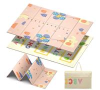 WoRaum Tapis d'Éveil 180x120cm - Tapis de Jeu Bébé Double Face, Tapis de Sol Bébé en XPE 1cm, Pliable, Imperméable, Sac de Rangement Inclus (Éléphant)