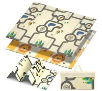 WoRaum Tapis d'Éveil Grande Taille 200x180cm - Tapis de Jeu Bébé Double Face, Tapis de Sol Bébé en XPE 1cm, Pliable, Imperméable, Sac de Rangement Inclus (Girafe)