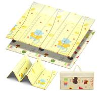 WoRaum Tapis d'Éveil Grande Taille 200x180cm - Tapis de Jeu Bébé Double Face, Tapis de Sol Bébé en XPE 1cm, Pliable, Imperméable, Sac de Rangement Inclus (Taupe)