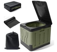 WoRaum Toilettes de Camping Pliables, WC Portable pour Randonnée et Camping-Car - Toilettes Sèches Max 100kg avec Couvercle, Sac de Transport et Rouleau de Sacs Poubelle Inclus
