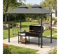 WoRaum Tonnelle de Barbecue 2,44x1,51m Hiver - Abri de Jardin Étanche et Résistant avec Double Toit et 2 Tablettes, pour Jardin et BBQ - Montage par Clips Rapide (Version de BaseBY-by)