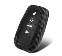 WORCAS Coque de clé en silicone à motif fibre de carbone compatible avec télécommande à 4 boutons Toyota Land Cruiser Mirai
