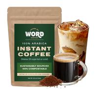 Word Arabica Café instantané torréfié moyen Café chaud ou glacé Emballage compostable provenant de sources responsables 100 portions (300 g)