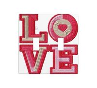 Word Love Fil Crochet Style Double Gang Bascule Plaque Murale Interrupteur Décor Taille Standard - 11,4 x 11,4 cm