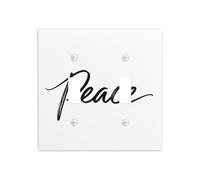 Word Peace Minimalist Line Art Double Gang Toggle Plaque murale Interrupteur Décor Taille standard - 11,4 x 11,4 cm