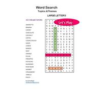 Word Search Topics & Themes: Large Letters 50-word search puzzles for adults, seniors, kids with solutions | Great fun way to pass time |100 pages