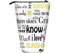 Word Télescopique Crayon Papeterie Boîte de Rangement pour Stylos avec Fermeture Éclair pour Femmes Hommes Garçons Filles I Love You Sunshine Heart Quote Saying Art Words Modern Sun Happy Doodle